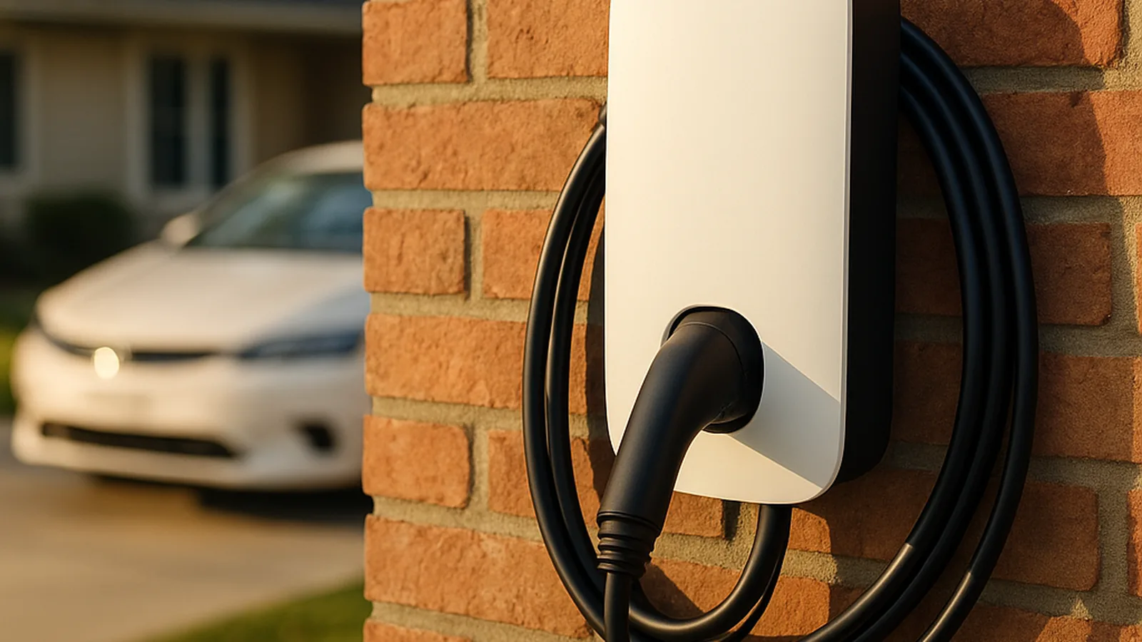 Home EV charger installed on a Triangle-area house